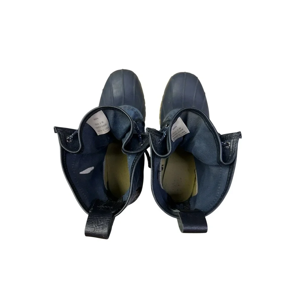 LL Bean Kids 4 M‎ Bean Boots Navy Blue Canvas Duck Boots Made in USA 503020
